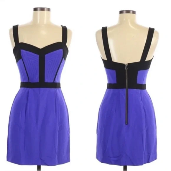 Rebecca Minkoff Violet & Black Night Out Silk Bustie Mini Dress Size 6 - Picture 5 of 17